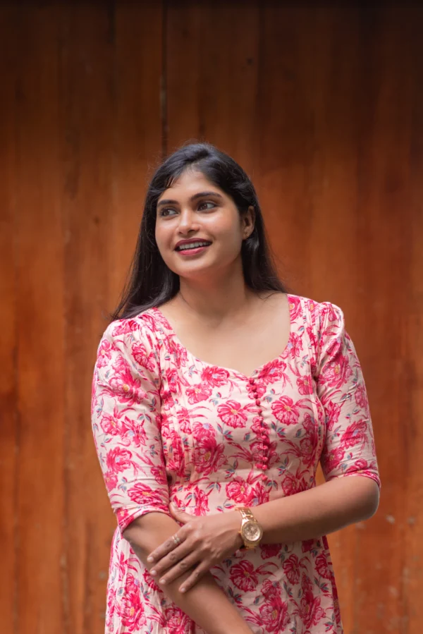 LILLY BABY PINK FOIL PRINT DRESS