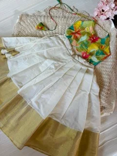 PURE ORGANZA SCALLOPED TOP & PATTU PAVADA WITH KASAVU