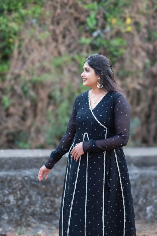 MANDAKINI ROYAL BLACK ANGRAKHA ANARKALI DRESS
