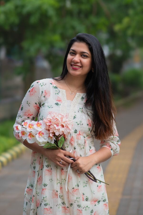 AMAYA LUCKNOWI LACE CHANDERI SILK FLORAL DRESS