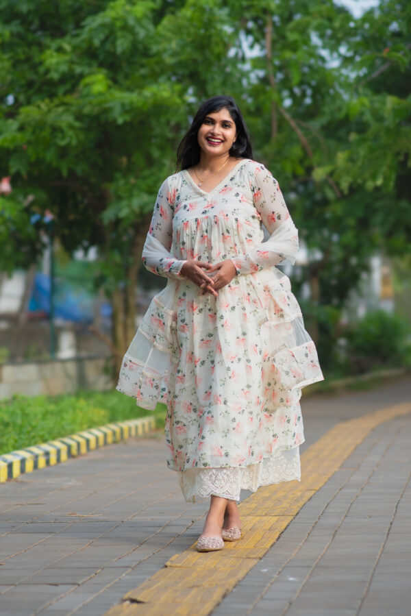 NIRAAYA BRIDAL LACE CHANDERI SILK ANARKALI DRESS WITH DUPATTA