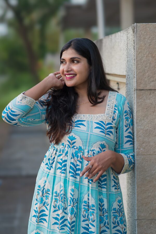 ALOHA TROPICAL HANDBLOCK PRINTED MUL COTTON DRESS