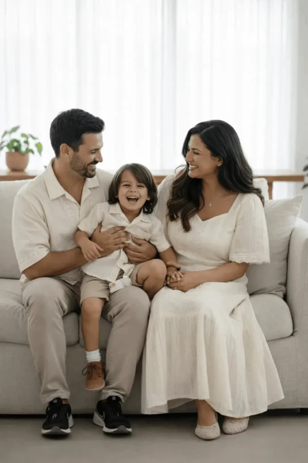 HANNA, LUCAS & NOAH OFF-WHITE FAMILY COMBO SET