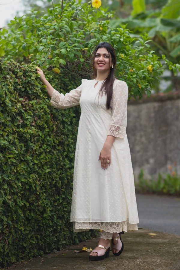 Thushara Pearl Handwork Pure Chanderi Dress