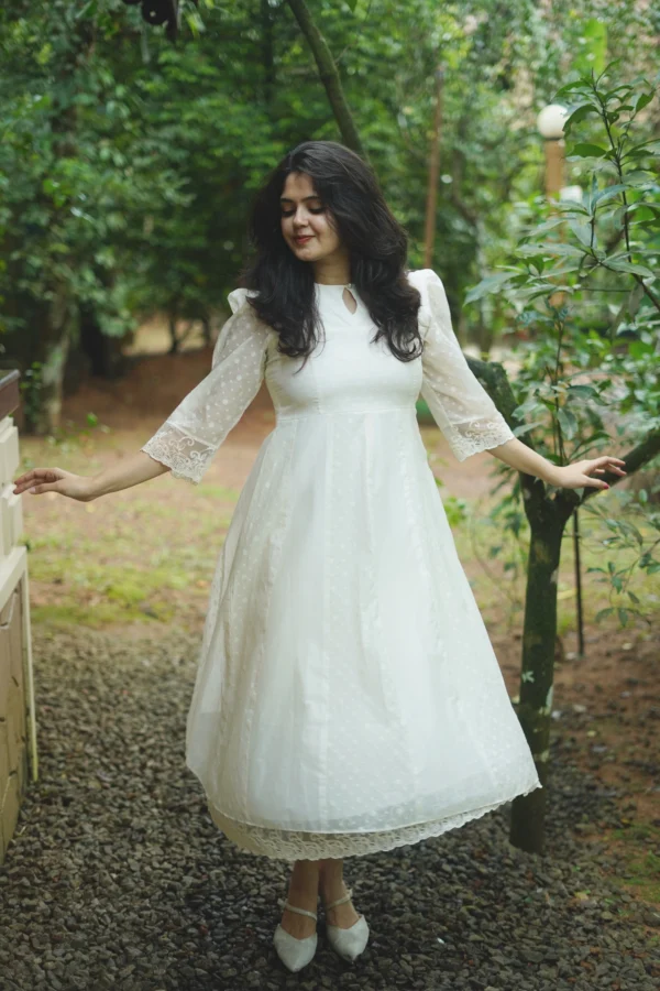 Thushara Pearl Handwork Pure Chanderi Dress