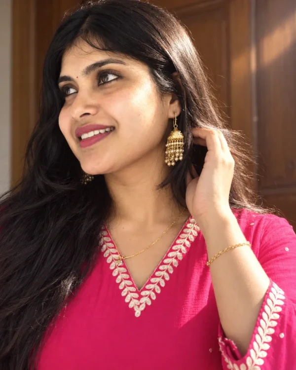 Ruhaani Rani Pink Pure Mul Chanderi Dress
